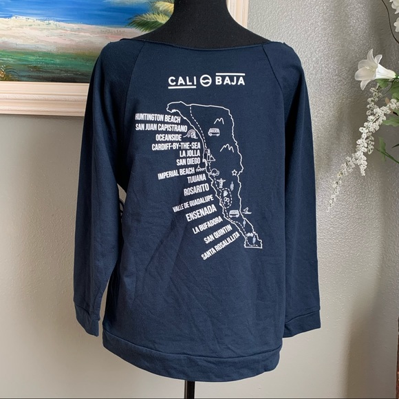 Cali Baja Navy Blue Long Sleeve Top Size Large - Picture 17 of 17